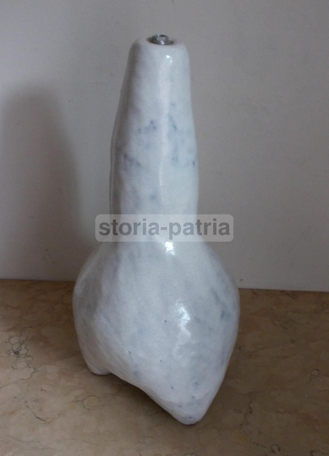 Scultura Base Per Lampada In Ceramica Bianca, Anni '60 '70