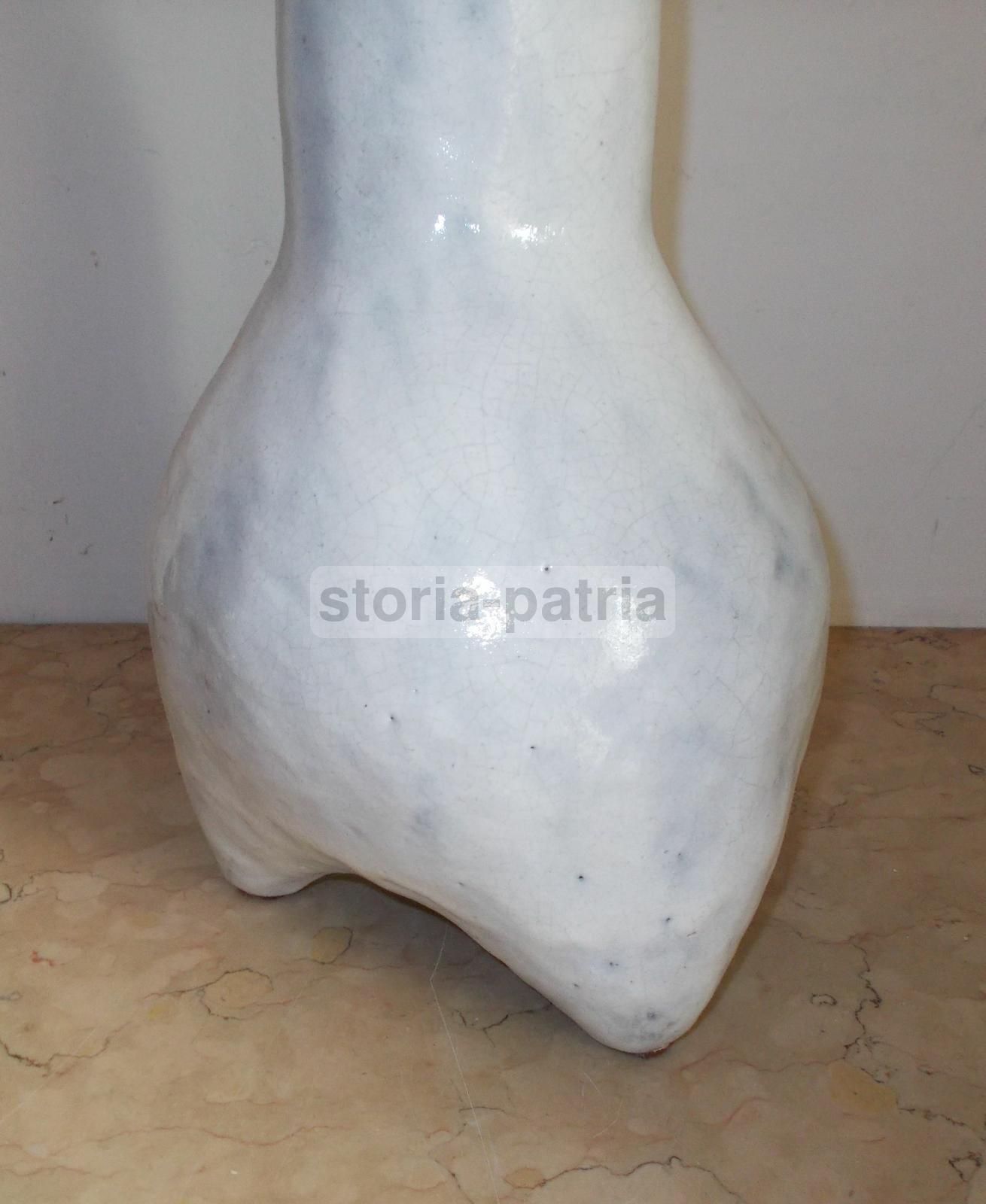 Scultura Base Per Lampada In Ceramica Bianca, Anni '60 '70