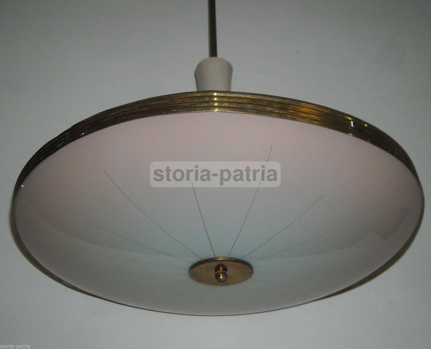 Lampadario Vintage Anni 50 60 Con Vetri Convessi Design Italiano