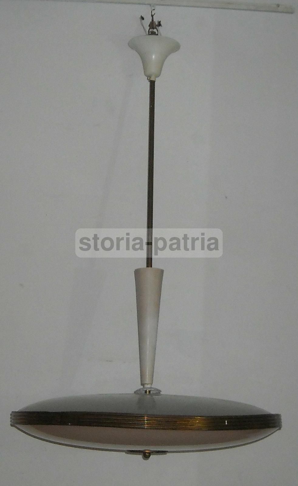 Lampadario Vintage Anni 50 60 Con Vetri Convessi Design Italiano