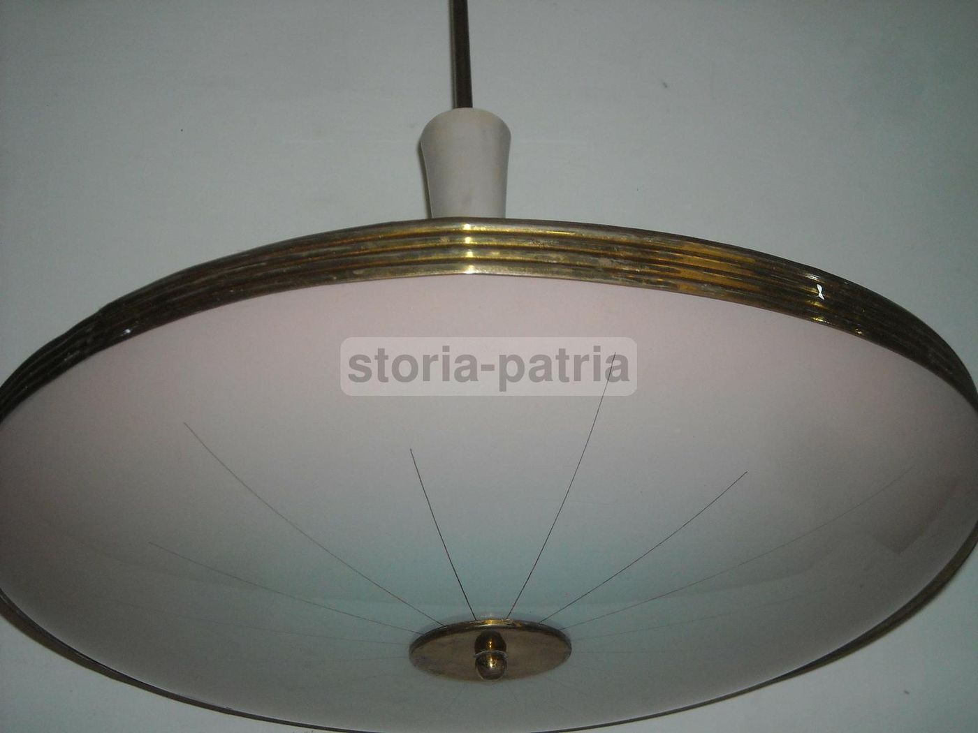 Lampadario Vintage Anni 50 60 Con Vetri Convessi Design Italiano