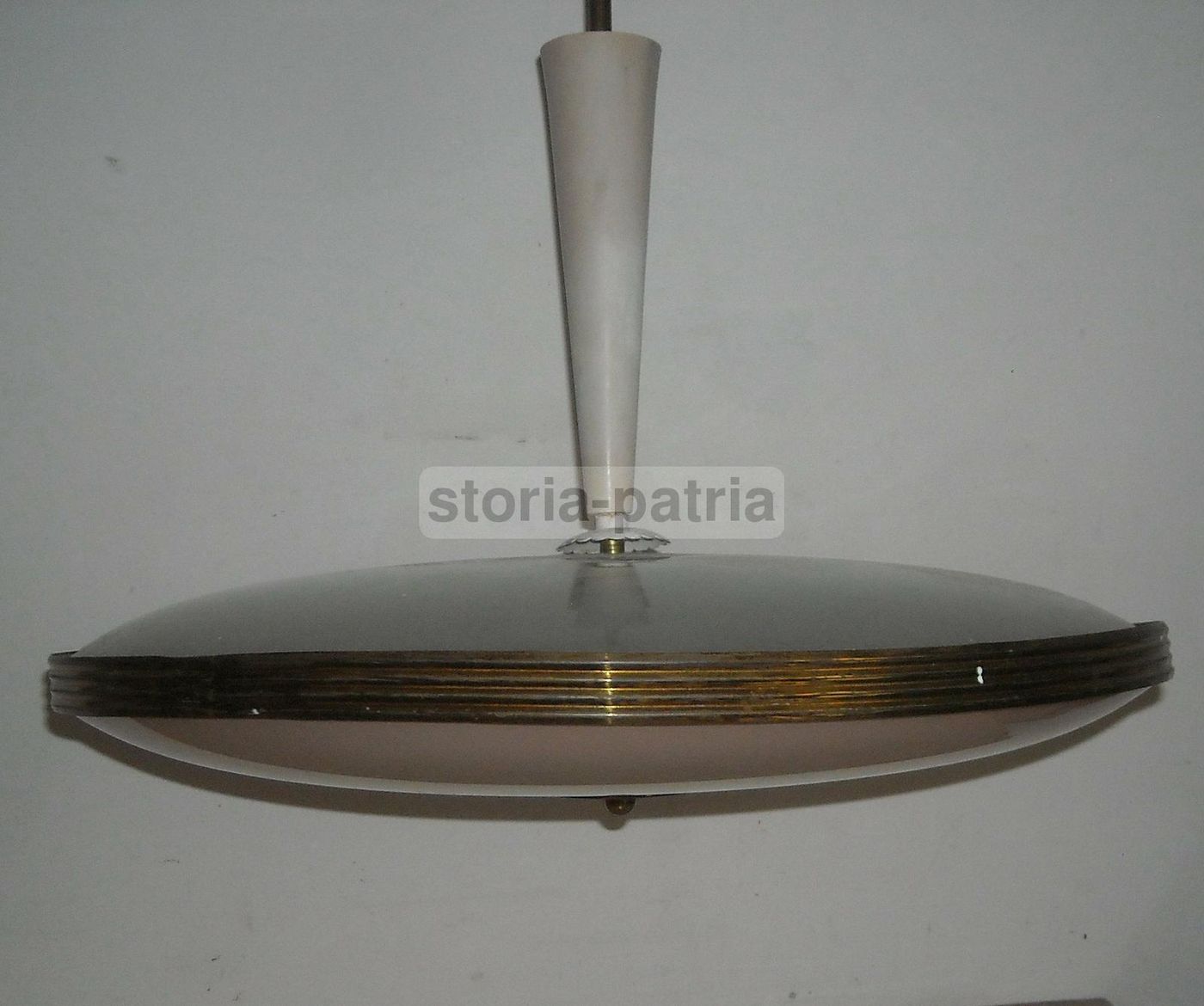 Lampadario Vintage Anni 50 60 Con Vetri Convessi Design Italiano