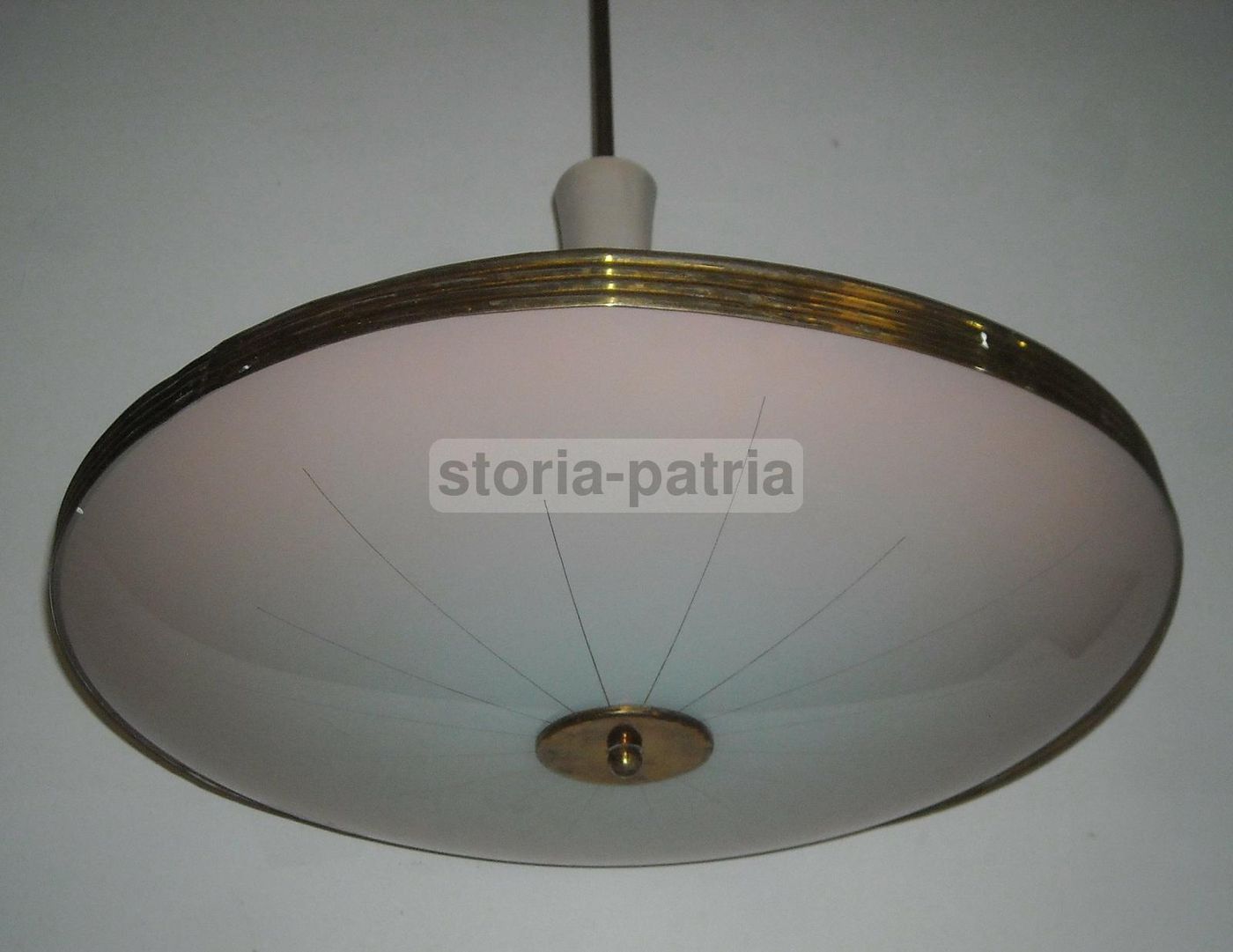 Lampadario Vintage Anni 50 60 Con Vetri Convessi Design Italiano
