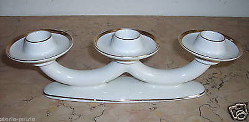 Candelabro Royal Bavaria In Porcellana Bianca E Oro, Anni 1930 1950