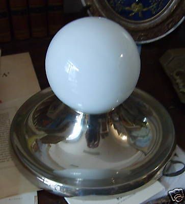 Lampada Plafoniera Vintage Anni '50 In Vetro Opalescente E Metallo