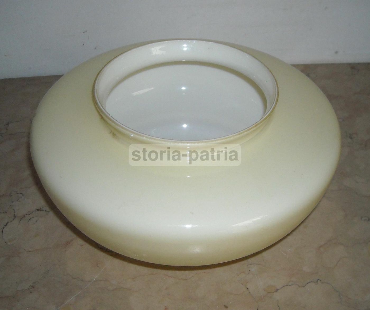 Coppa Vetro Lampada Anni '50 Stile Decò Opalescente Giallo