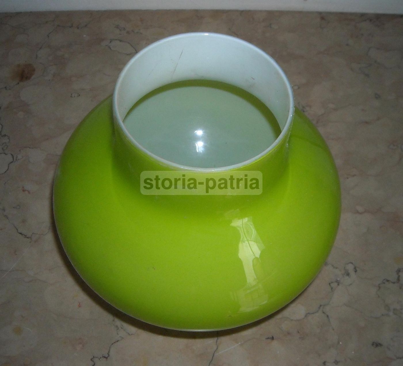 Coppa In Vetro Opalescente Verde Per Lampada, Anni '50