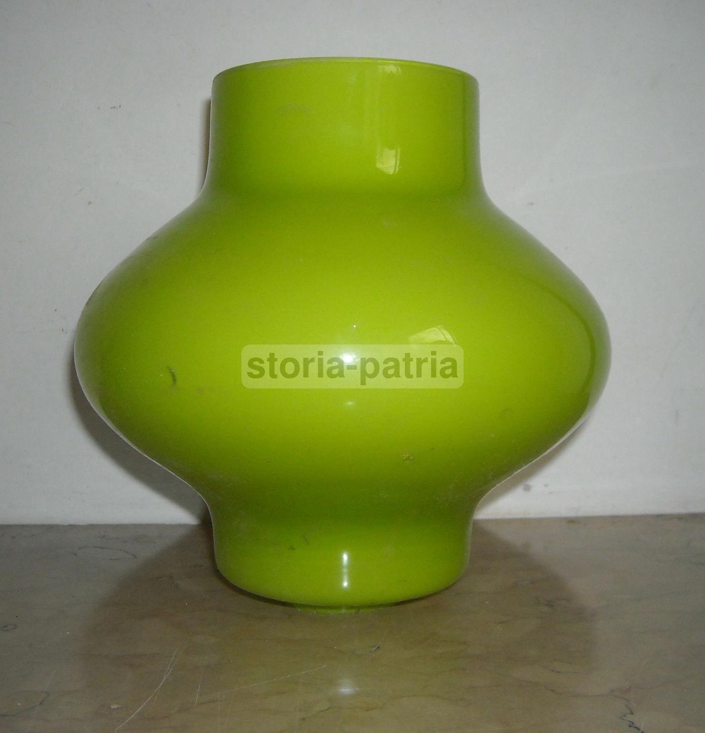 Coppa In Vetro Opalescente Verde Per Lampada, Anni '50