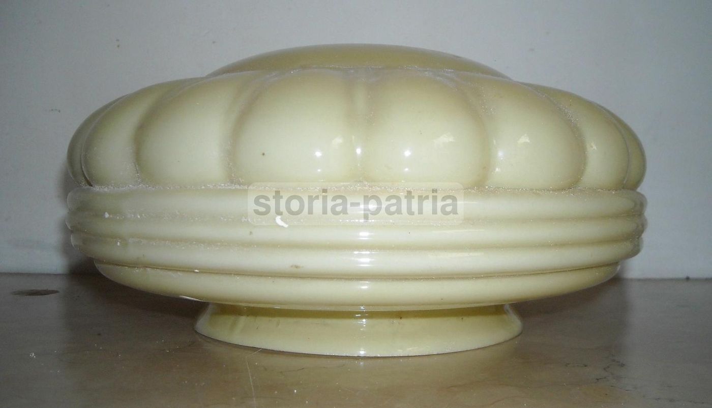 Coppa Per Lampada In Vetro Opalino Giallo Stile Déco, Anni 1930 1960