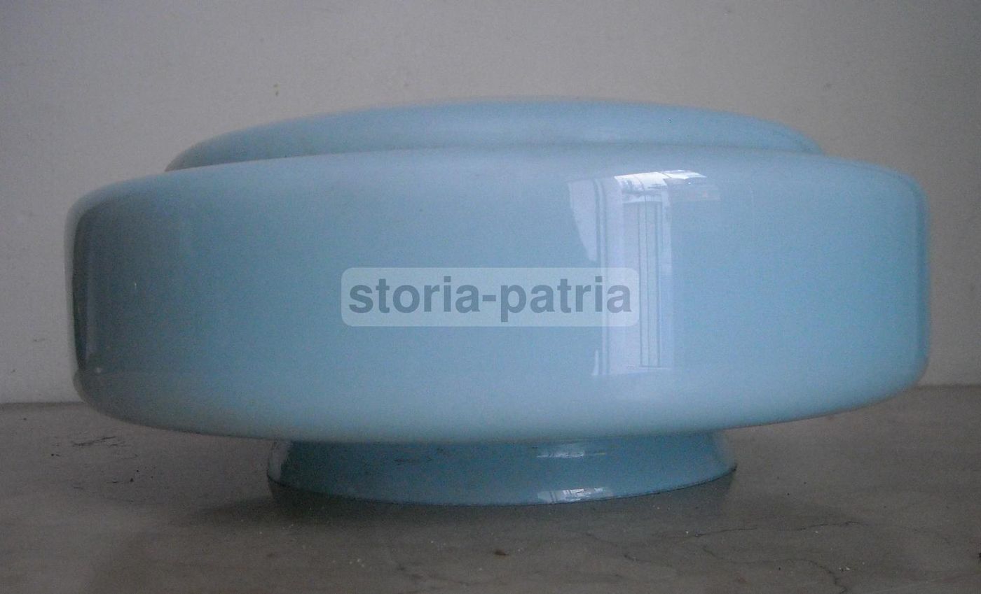 Coppa Per Lampada Vintage In Vetro Opalescente Celeste Anni '50