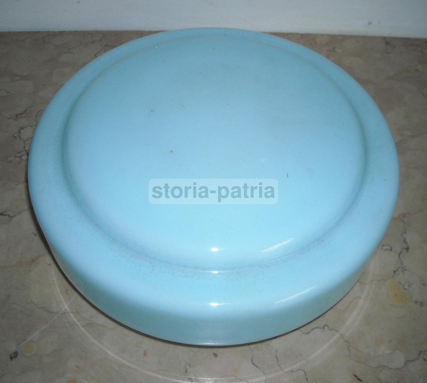 Coppa Per Lampada Vintage In Vetro Opalescente Celeste Anni '50