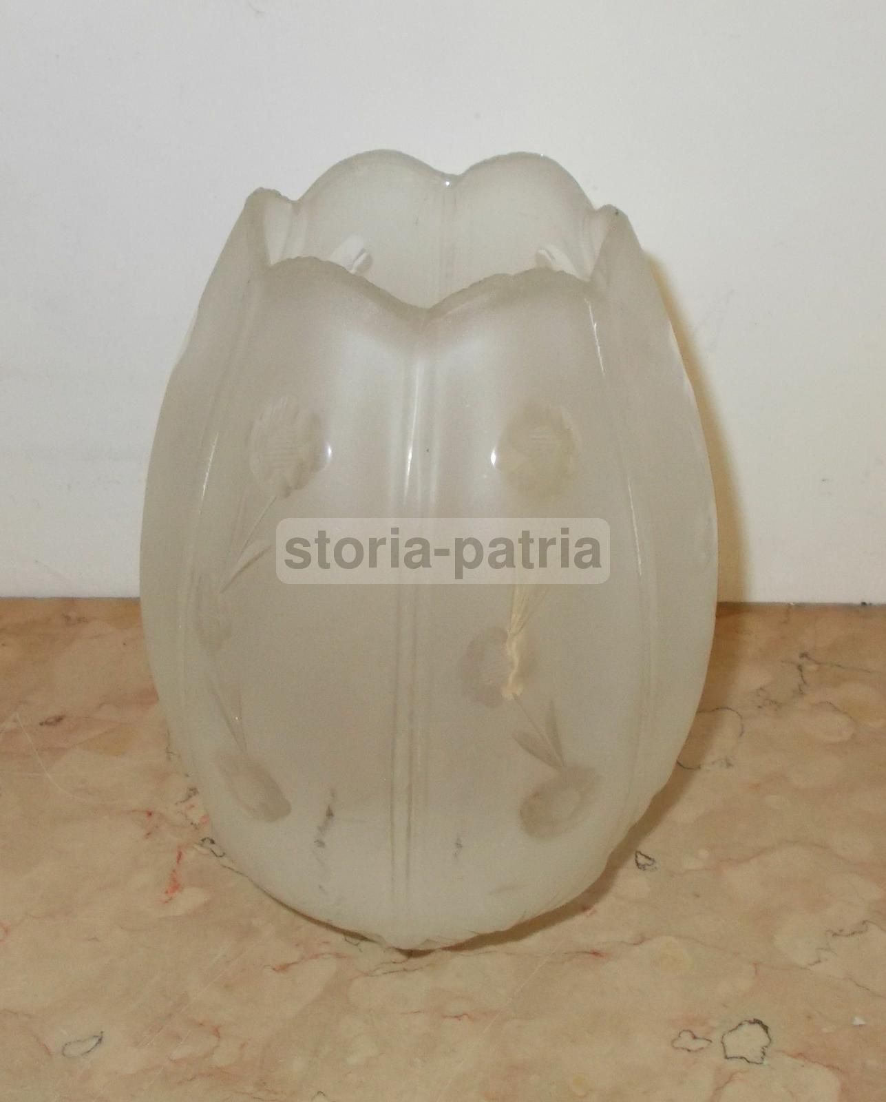 Coppa Per Lampada In Vetro Smerigliato Con Decoro Floreale, 1930 1970