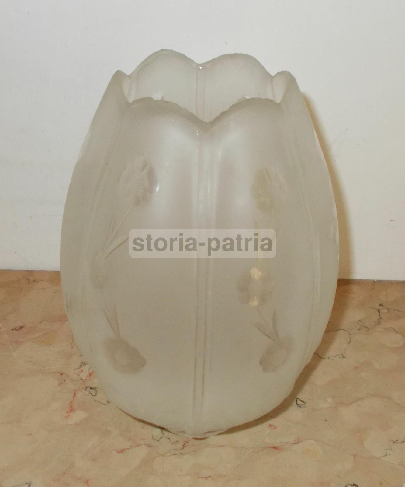 Coppa Per Lampada In Vetro Smerigliato Con Decoro Floreale, 1930 1970