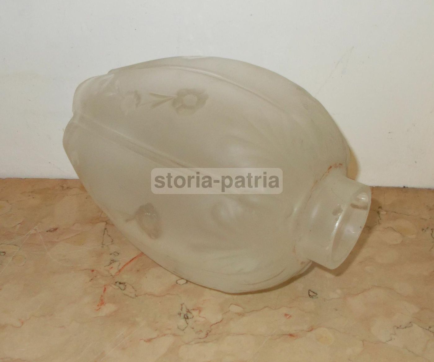 Coppa Per Lampada In Vetro Smerigliato Con Decoro Floreale, 1930 1970