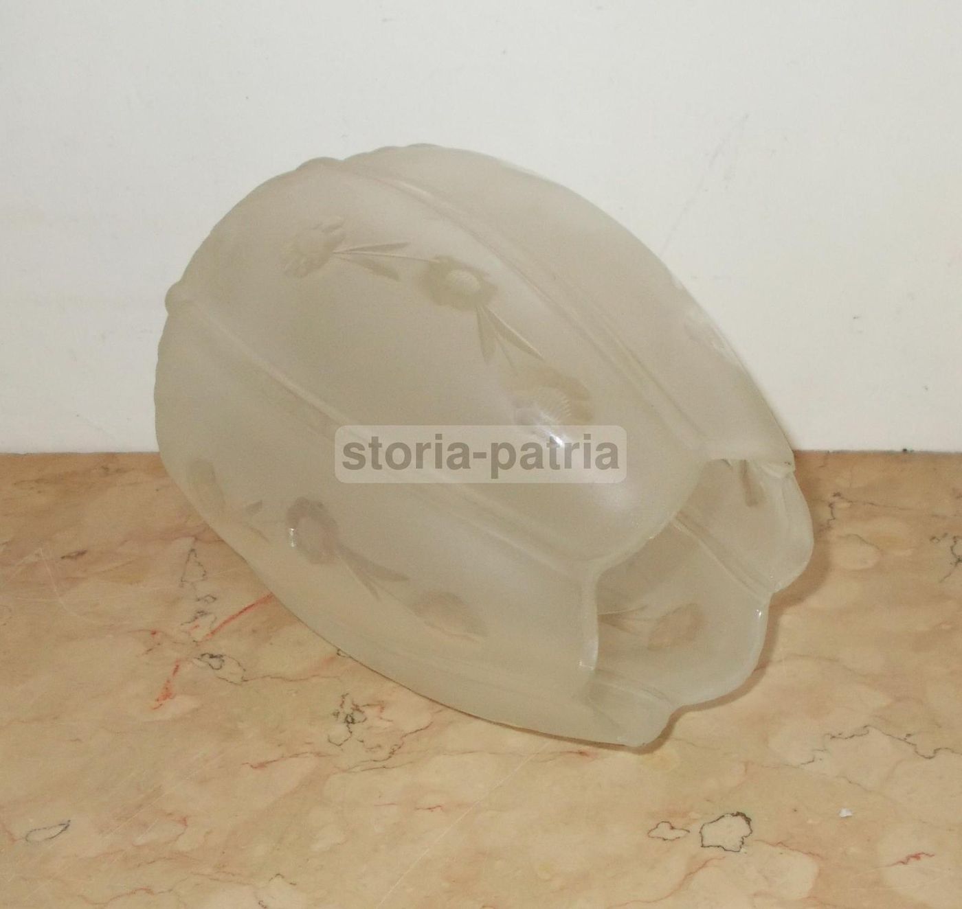 Coppa Per Lampada In Vetro Smerigliato Con Decoro Floreale, 1930 1970