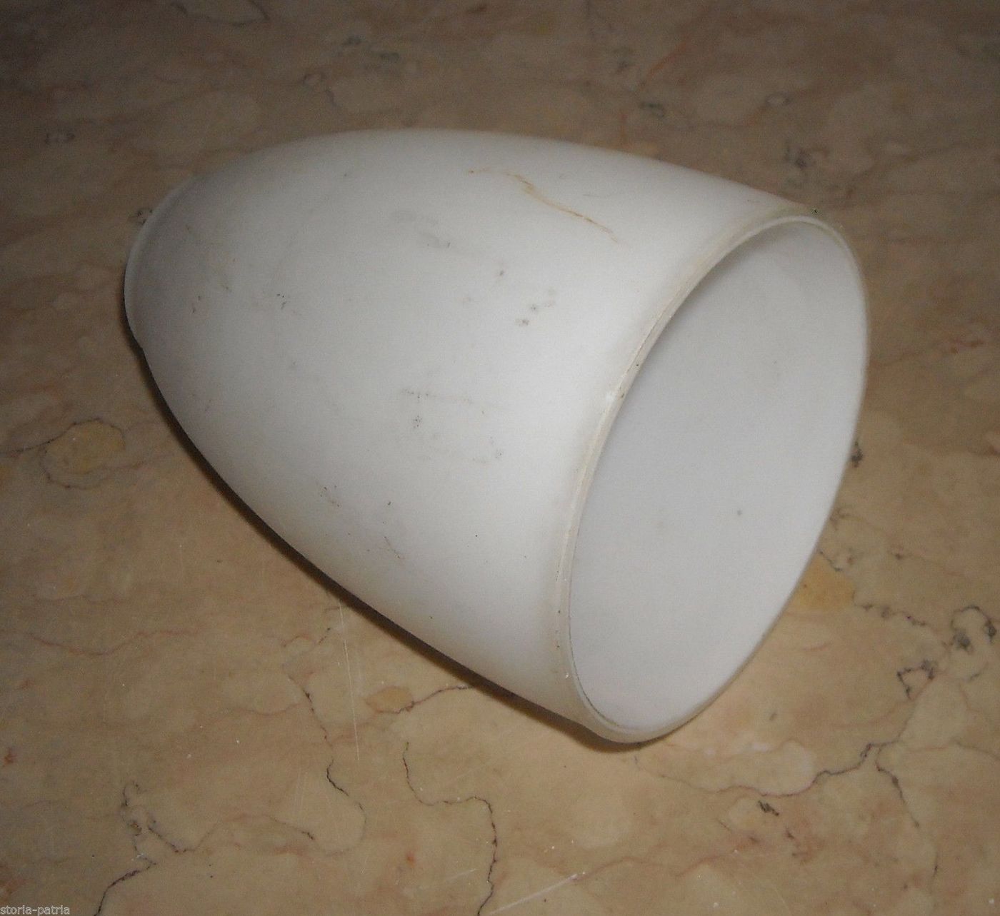 Coppa Lampada In Vetro Opalescente Bianco, Anni 40 60, Design Italiano