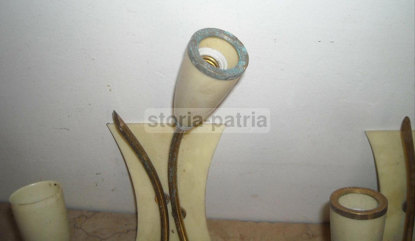 Coppia Lampade Applique Anni '50 '60 In Ottone Dorato E Modernariato