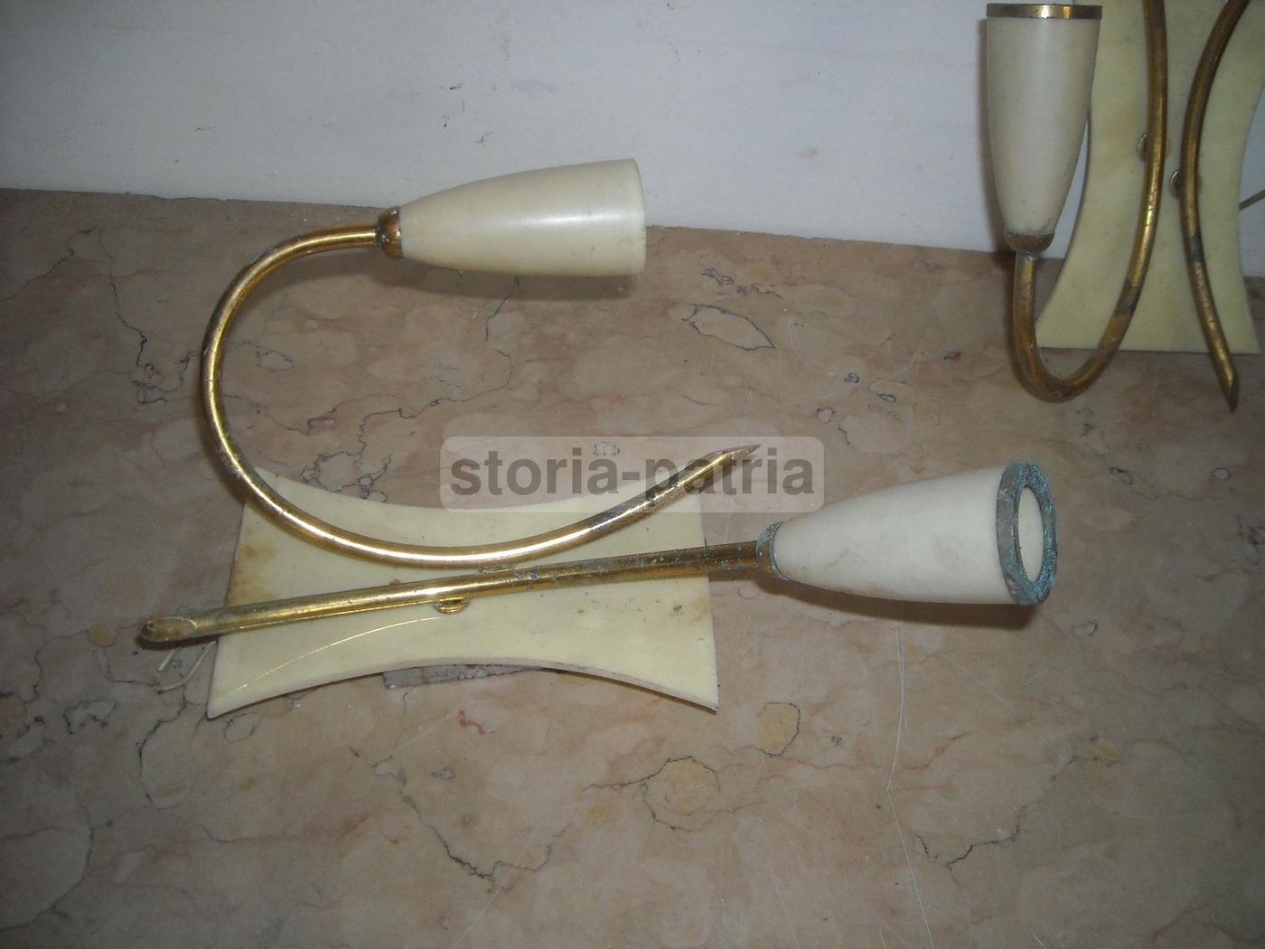 Coppia Lampade Applique Anni '50 '60 In Ottone Dorato E Modernariato