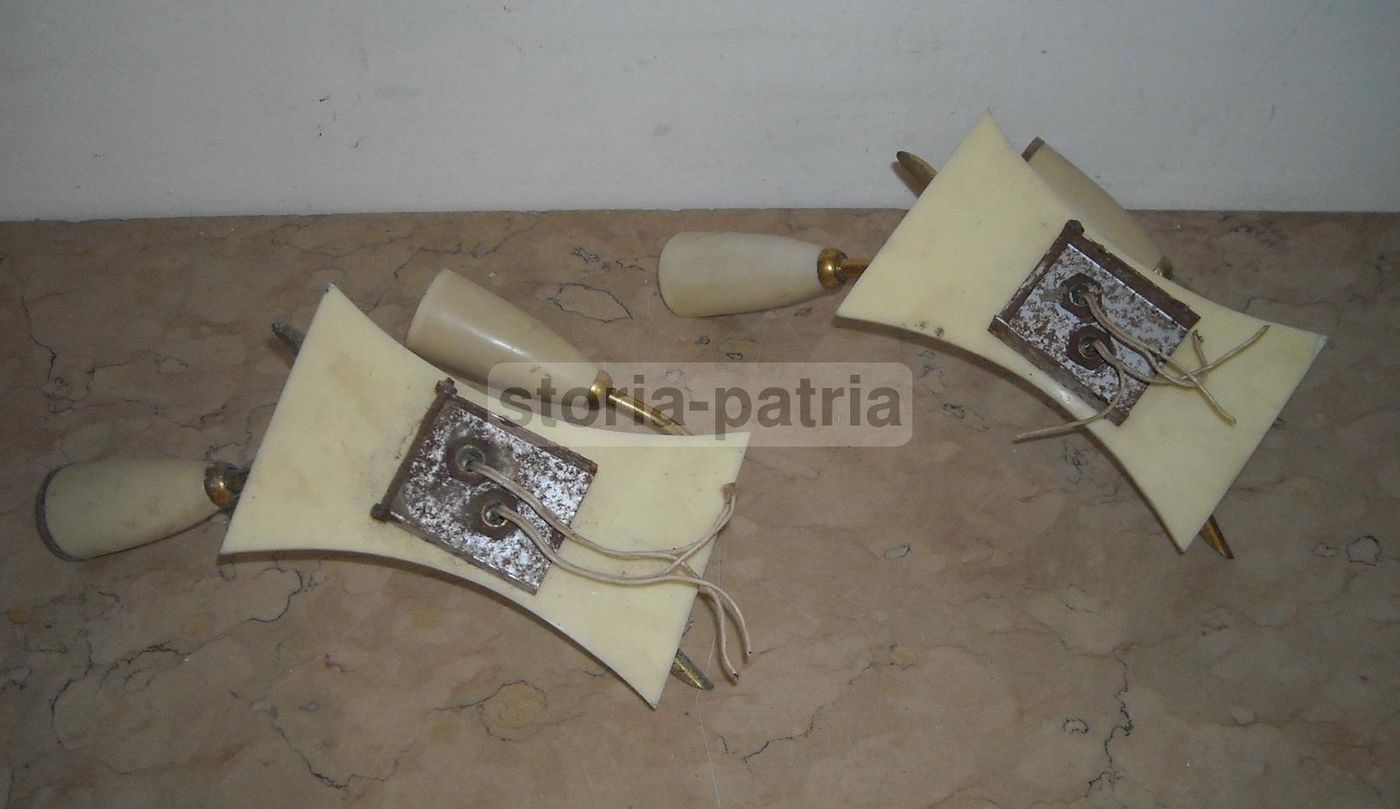 Coppia Lampade Applique Anni '50 '60 In Ottone Dorato E Modernariato