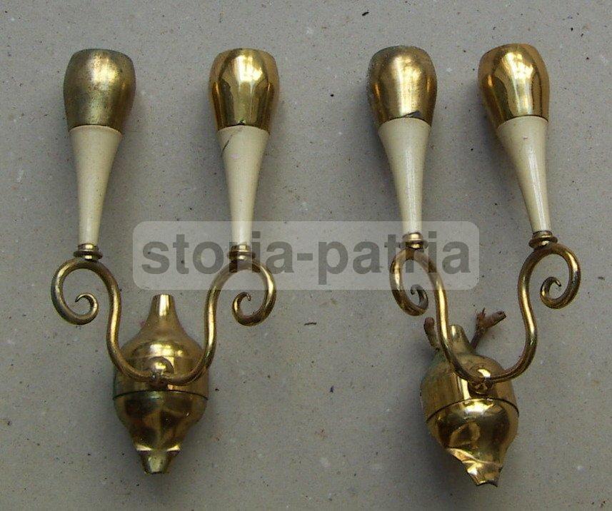 Applique Vintage Anni '50 In Metallo Laccato E Ottone Dorato