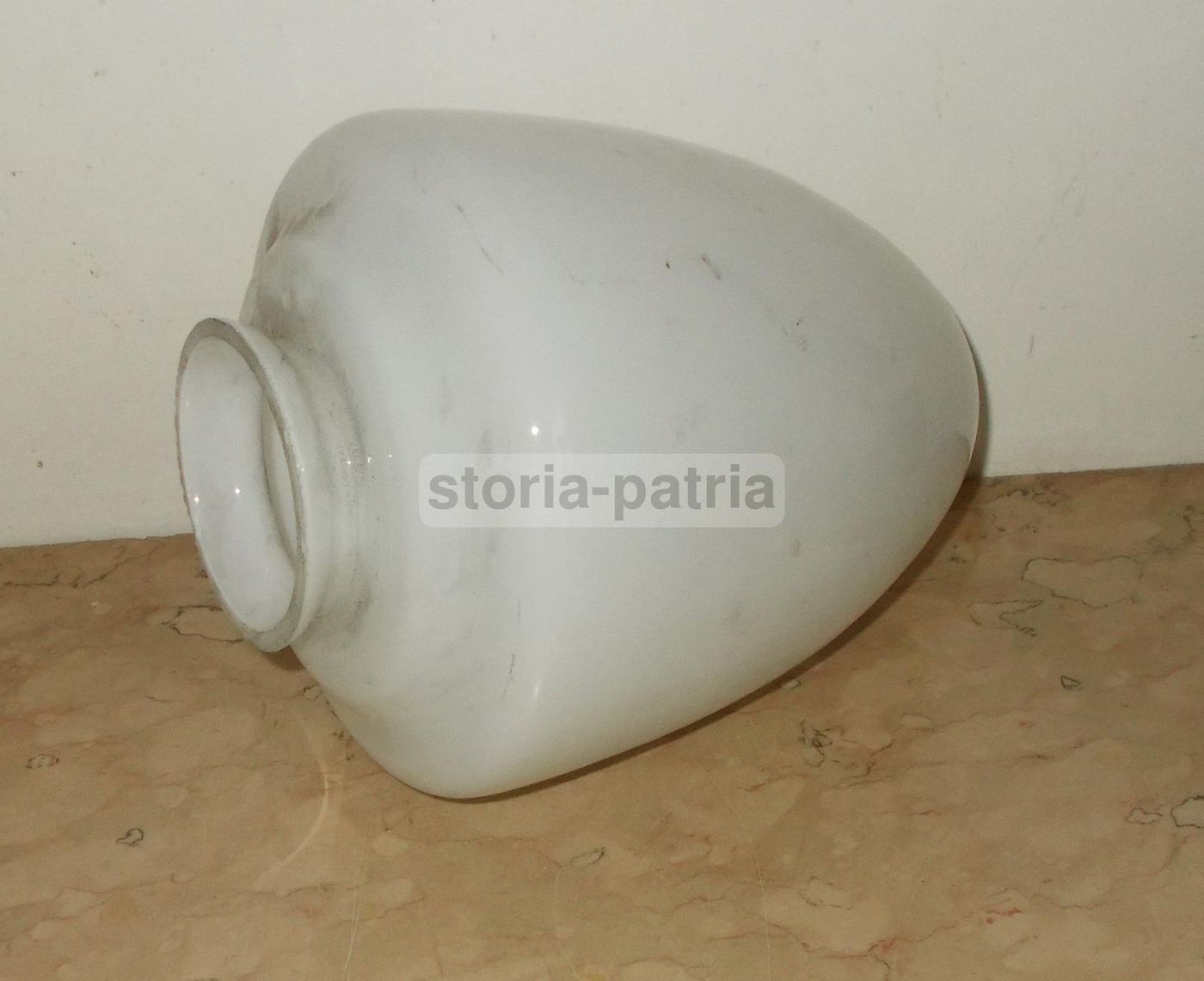 Coppa Vetro Bianco Per Lampada Vintage Anni '50 '70 Cm 23