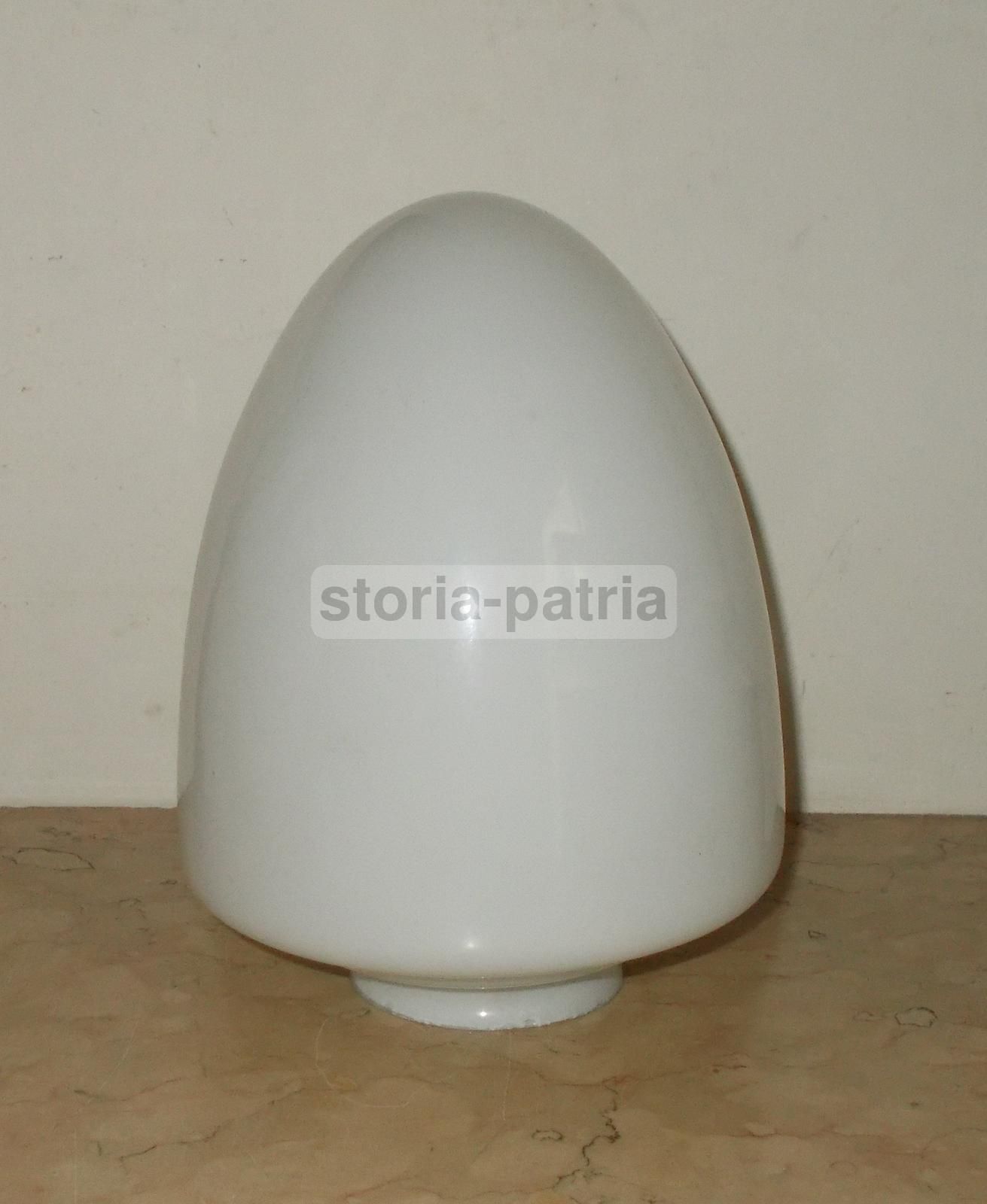 Coppa Vetro Bianco Per Lampada Vintage Anni '50 '70 Cm 23