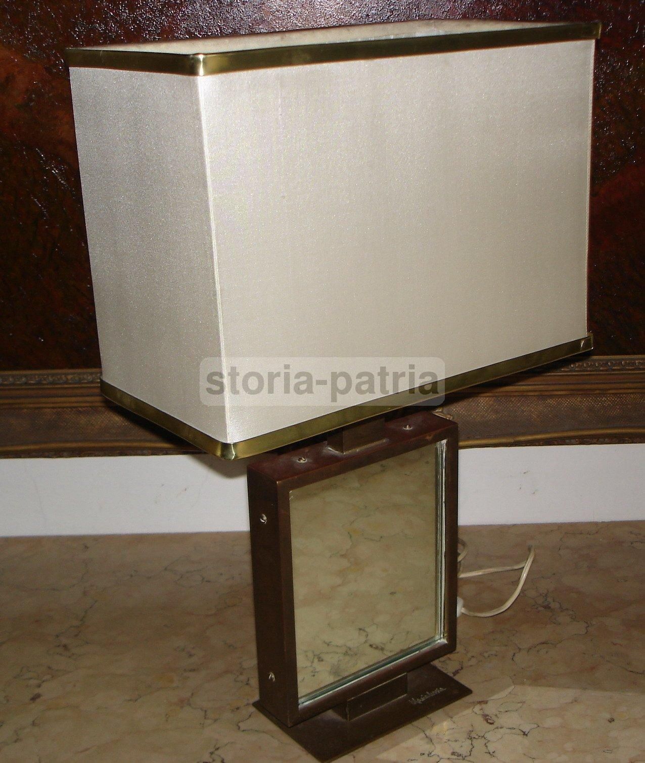 Lampada Da Tavolo Marialessia, Anni '70, Vintage, Metallo E Specchio