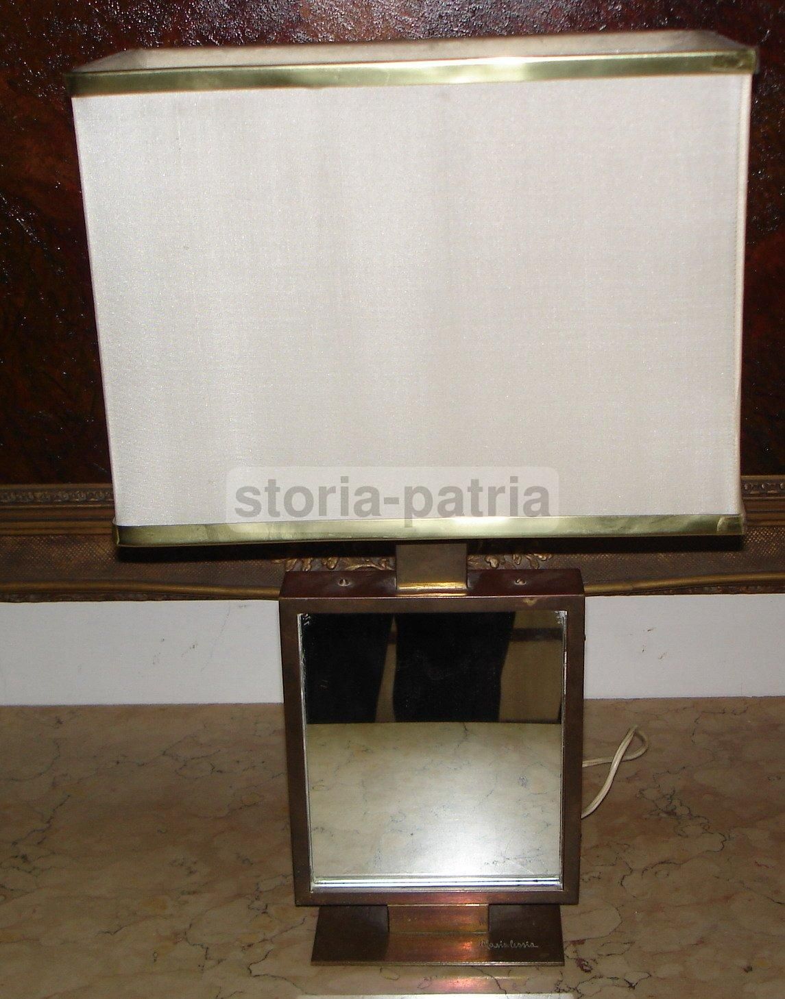 Lampada Da Tavolo Marialessia, Anni '70, Vintage, Metallo E Specchio