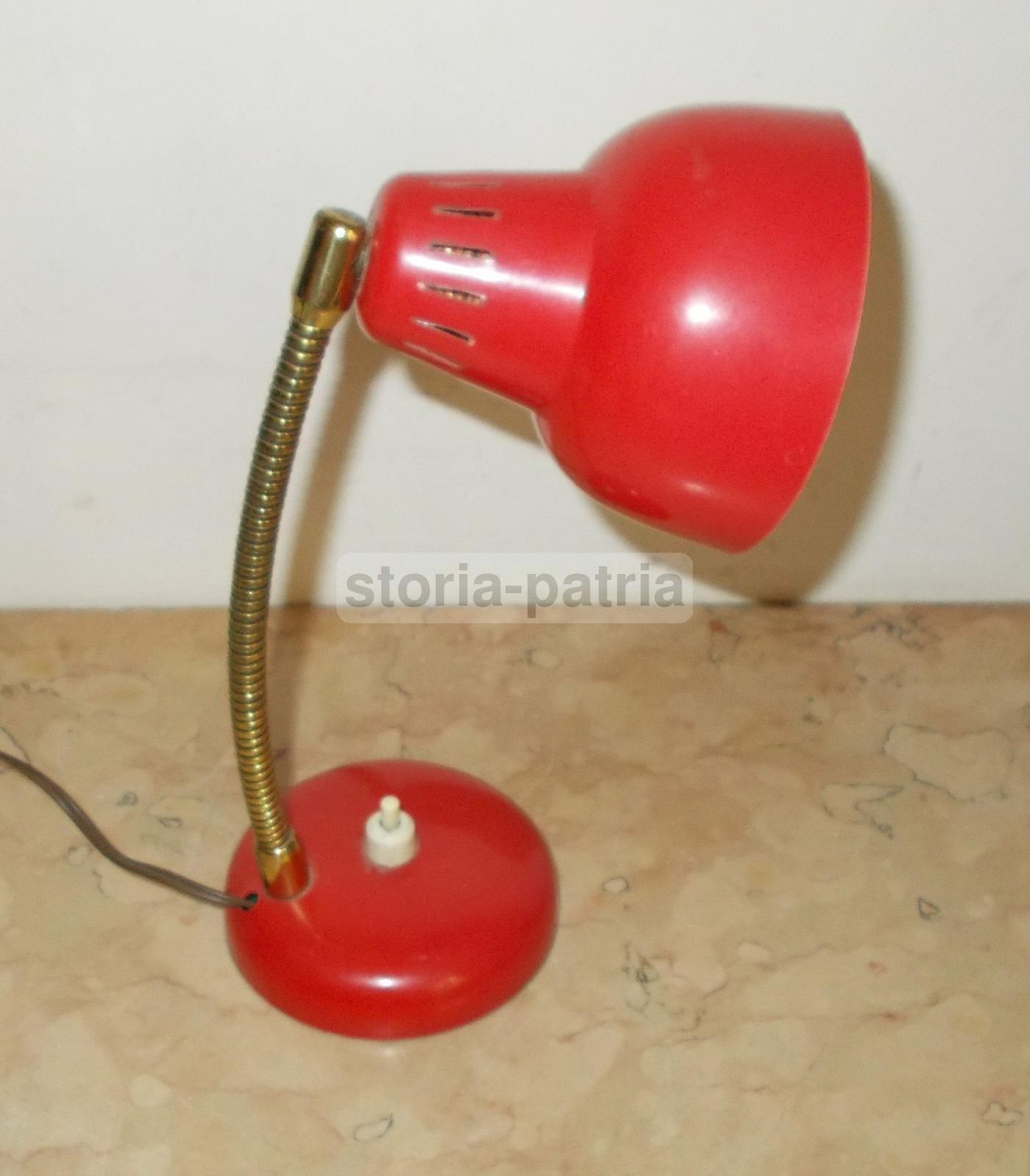 Lampada Da Tavolo Vintage In Plastica Rossa, Anni '60 '70