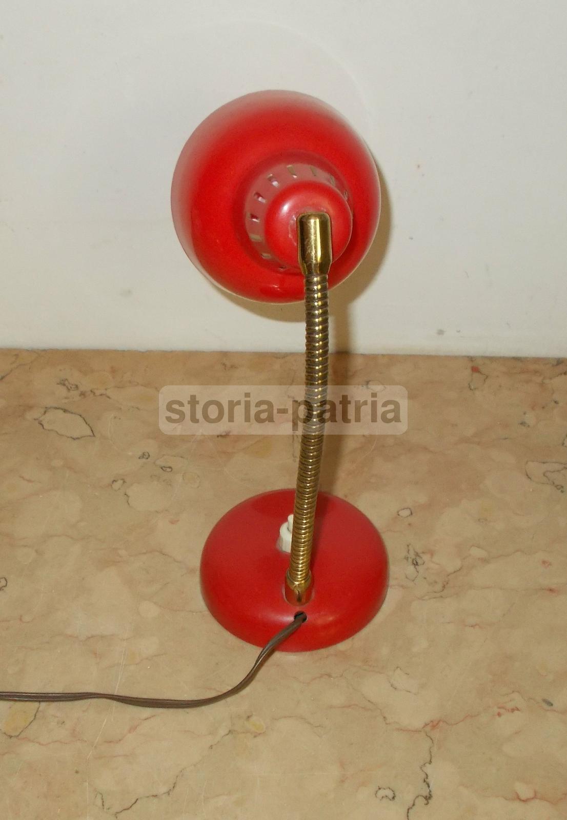 Lampada Da Tavolo Vintage In Plastica Rossa, Anni '60 '70