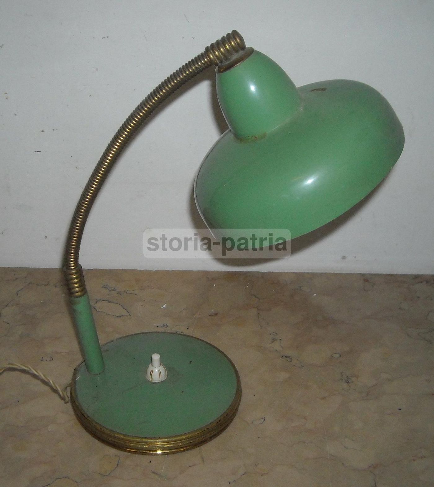 Lampada Da Tavolo Vintage Verde Anni '50 Metallo Laccato