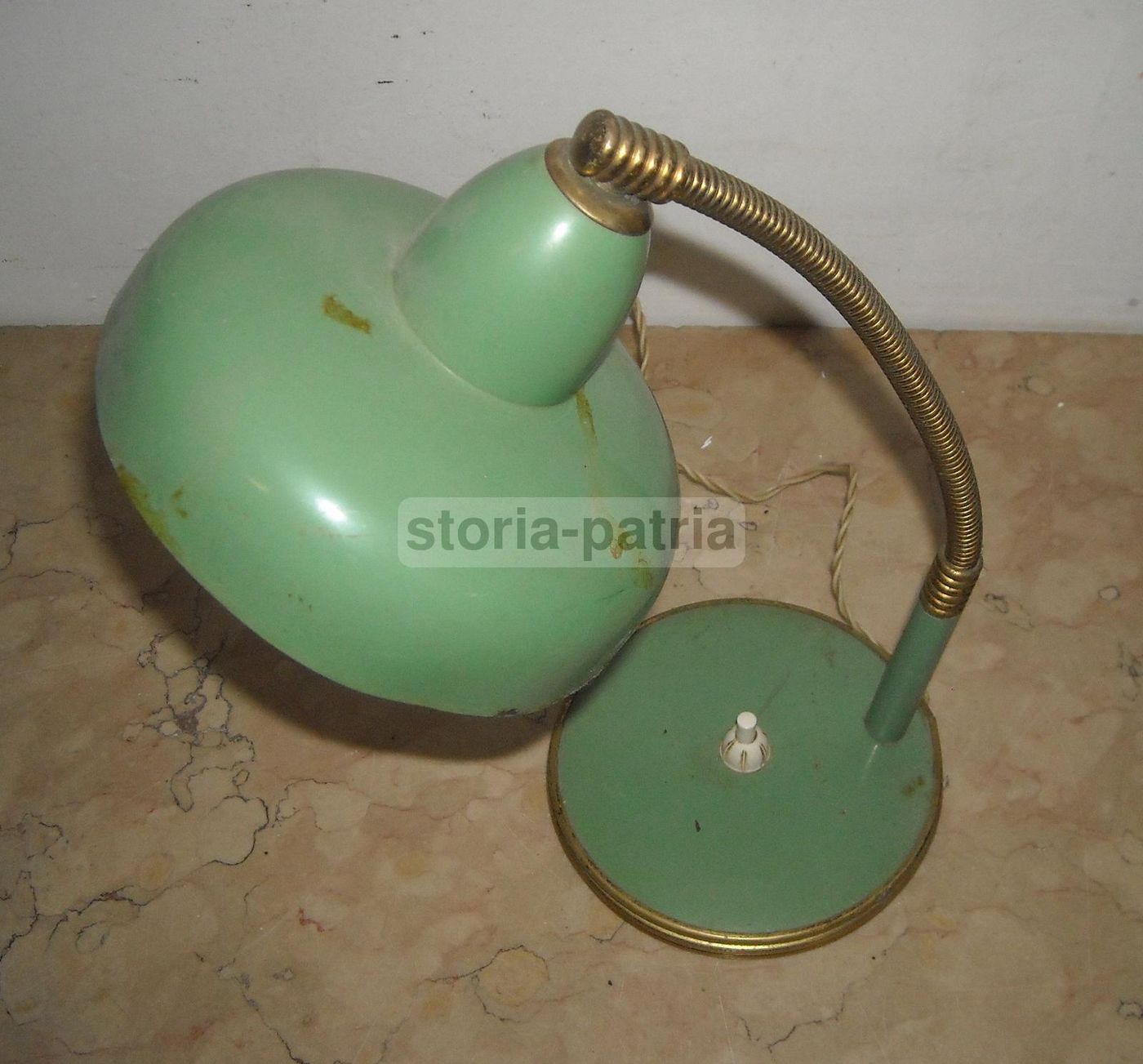 Lampada Da Tavolo Vintage Verde Anni '50 Metallo Laccato
