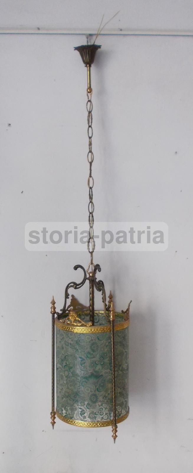 Lampadario A Sospensione In Vetro Decorato A Motivi Floreali, Anni 50