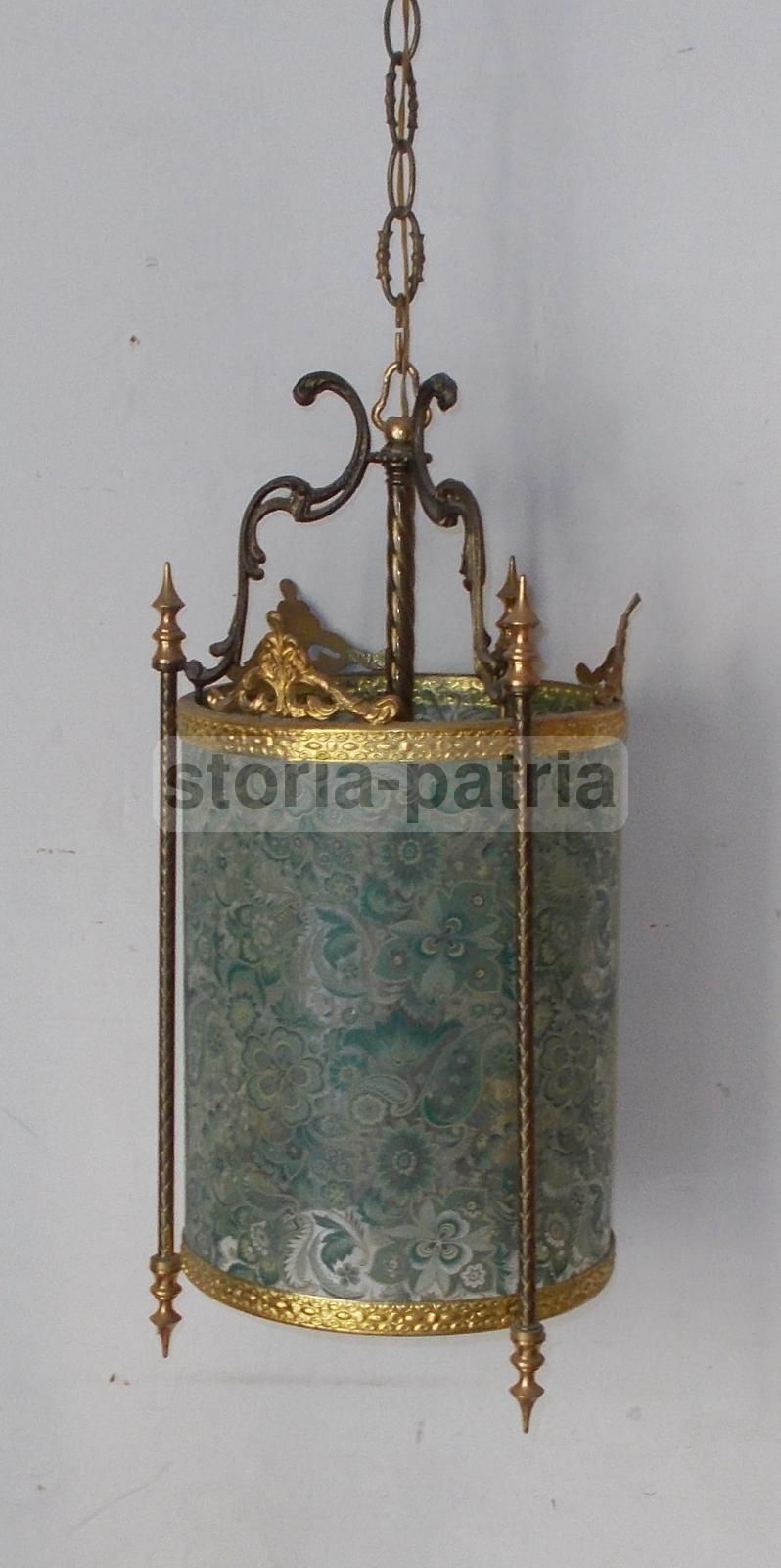 Lampadario A Sospensione In Vetro Decorato A Motivi Floreali, Anni 50