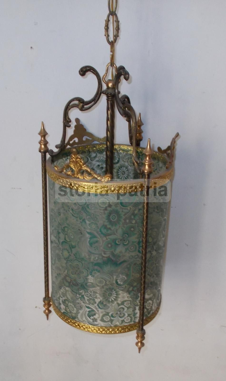 Lampadario A Sospensione In Vetro Decorato A Motivi Floreali, Anni 50