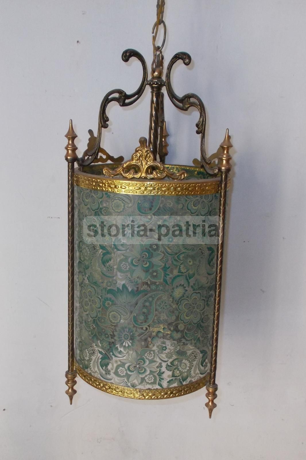 Lampadario A Sospensione In Vetro Decorato A Motivi Floreali, Anni 50