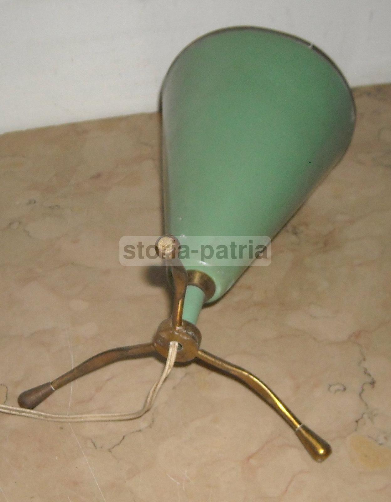 Lampada Da Tavolo Vintage Anni '50 In Metallo Laccato Verde