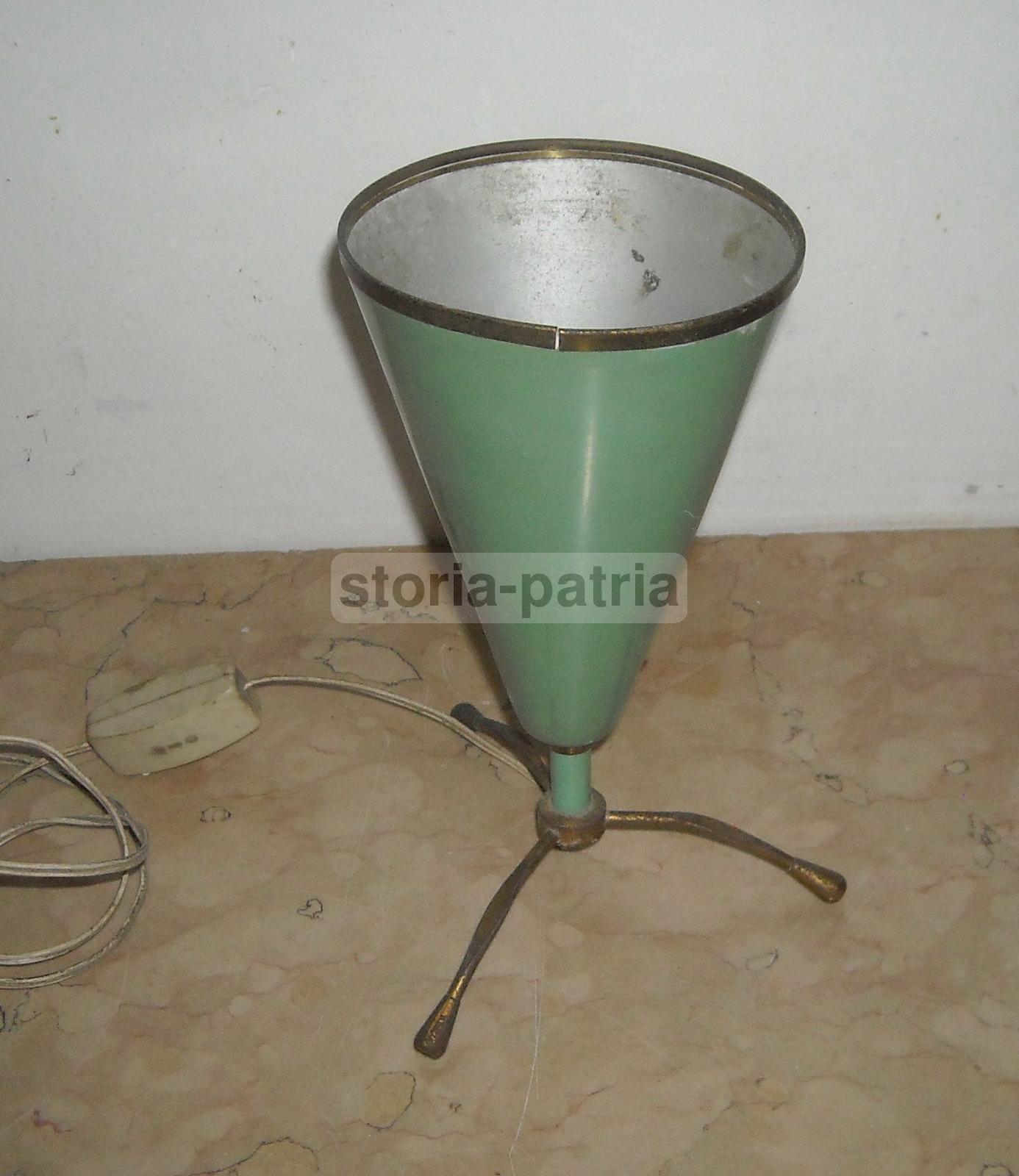 Lampada Da Tavolo Vintage Anni '50 In Metallo Laccato Verde