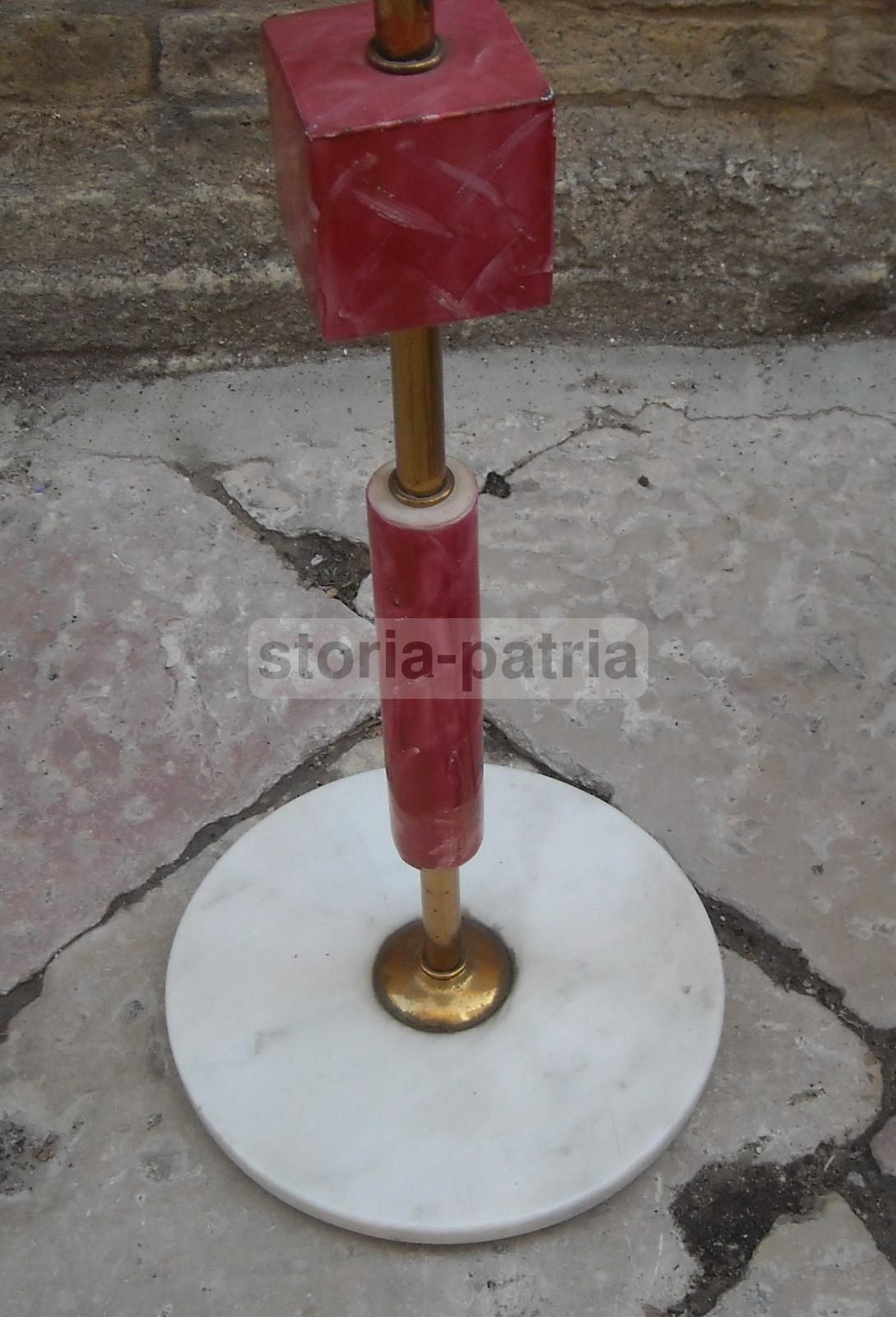 Lampada Piantana Anni '50 In Metallo, Ottone, Ceramica E Marmo