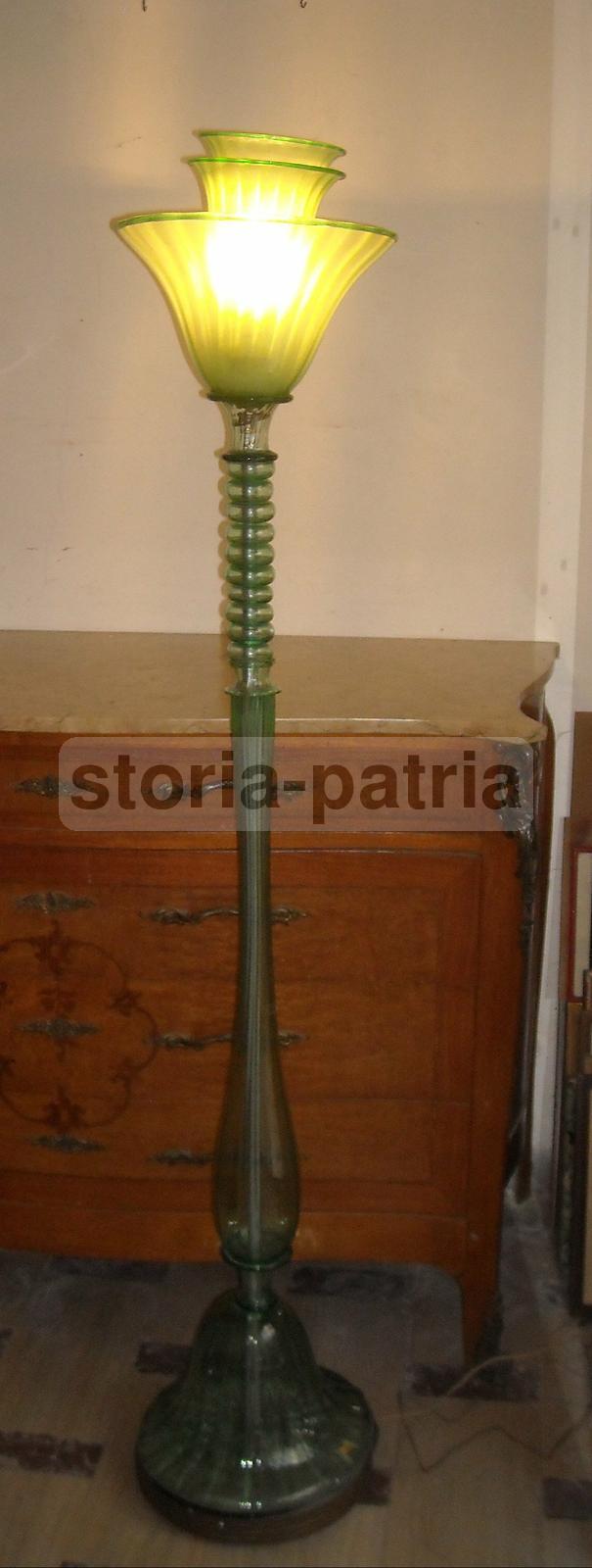 Lampada A Piantana In Vetro Di Murano, Stile Art Déco, Anni '30 '50