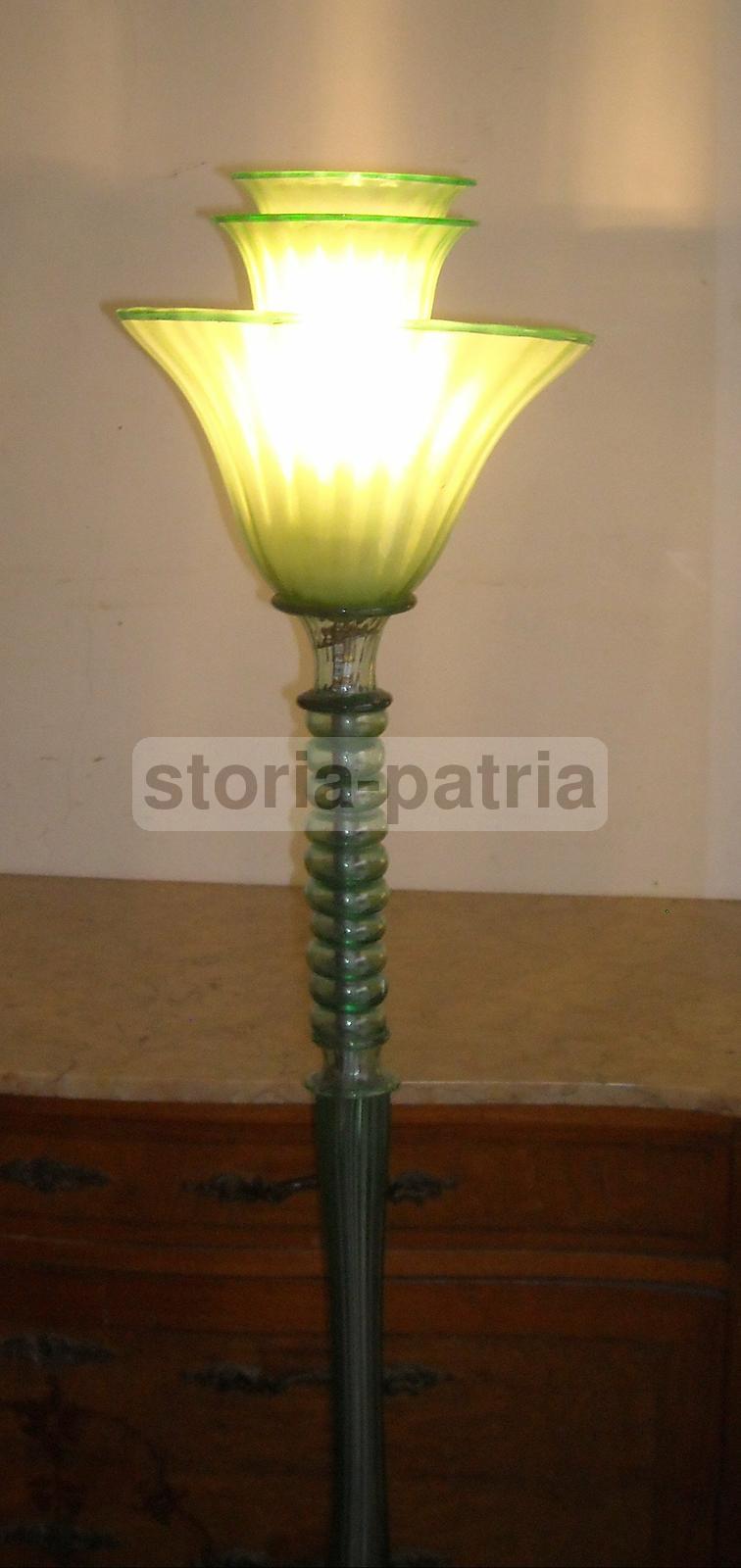 Lampada A Piantana In Vetro Di Murano, Stile Art Déco, Anni '30 '50