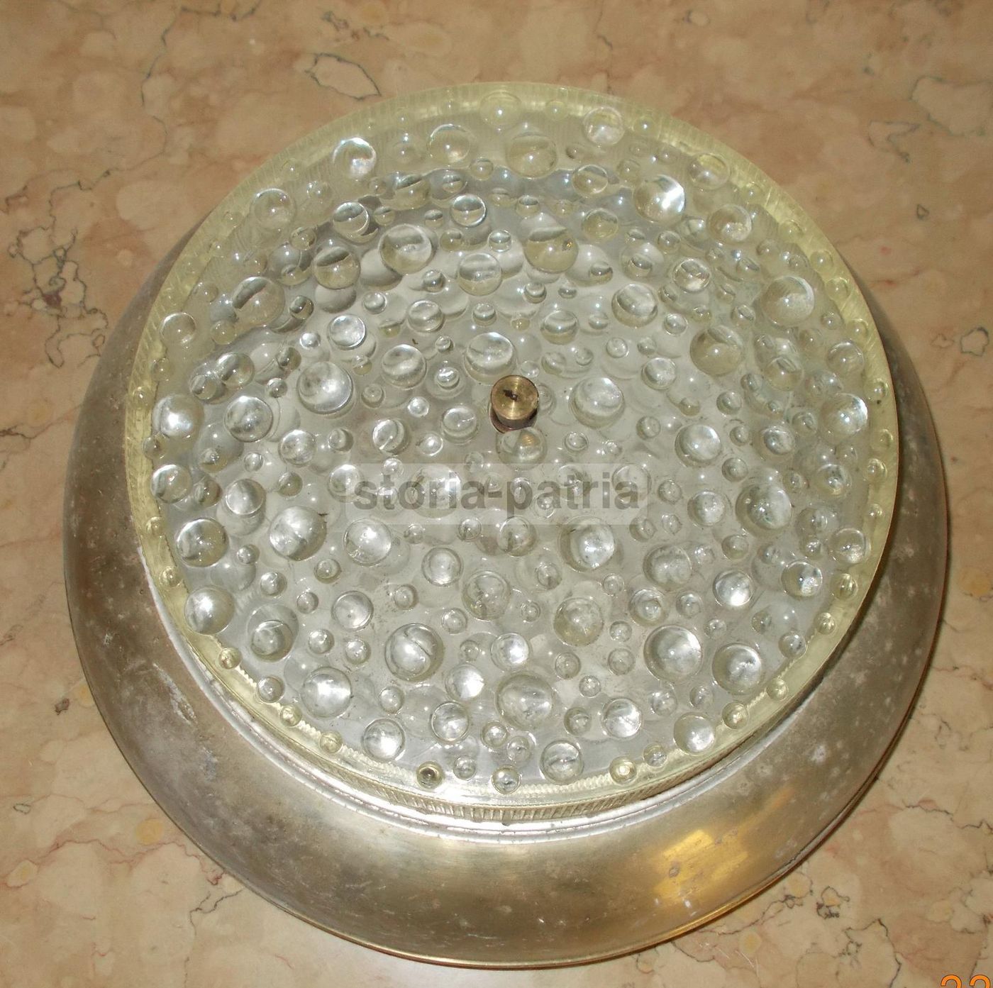 Plafoniera Vintage In Vetro E Metallo Cromato Anni 50 70 Modernariato