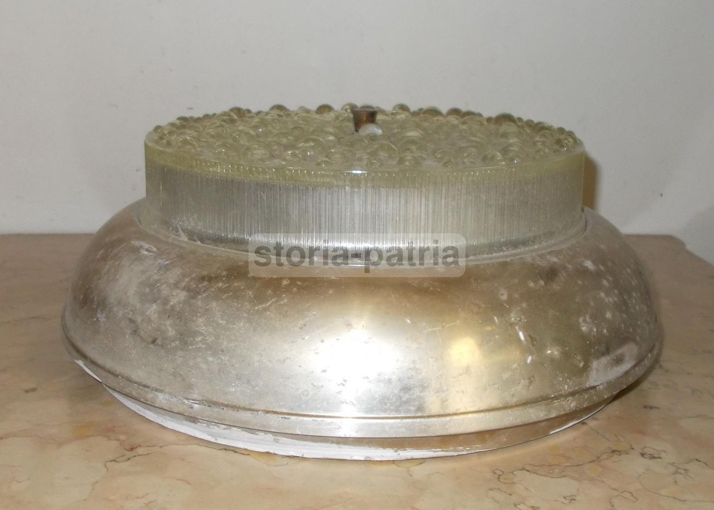 Plafoniera Vintage In Vetro E Metallo Cromato Anni 50 70 Modernariato