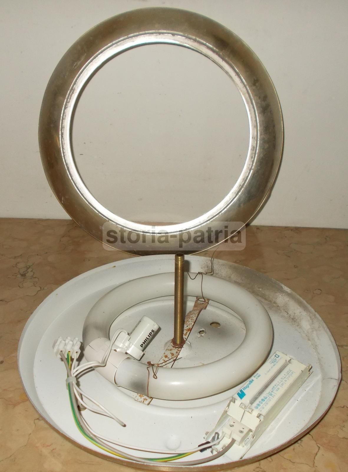 Plafoniera Vintage In Vetro E Metallo Cromato Anni 50 70 Modernariato