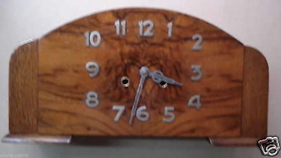 Table Clock, 1930s-1940s, Wood with Pendulum