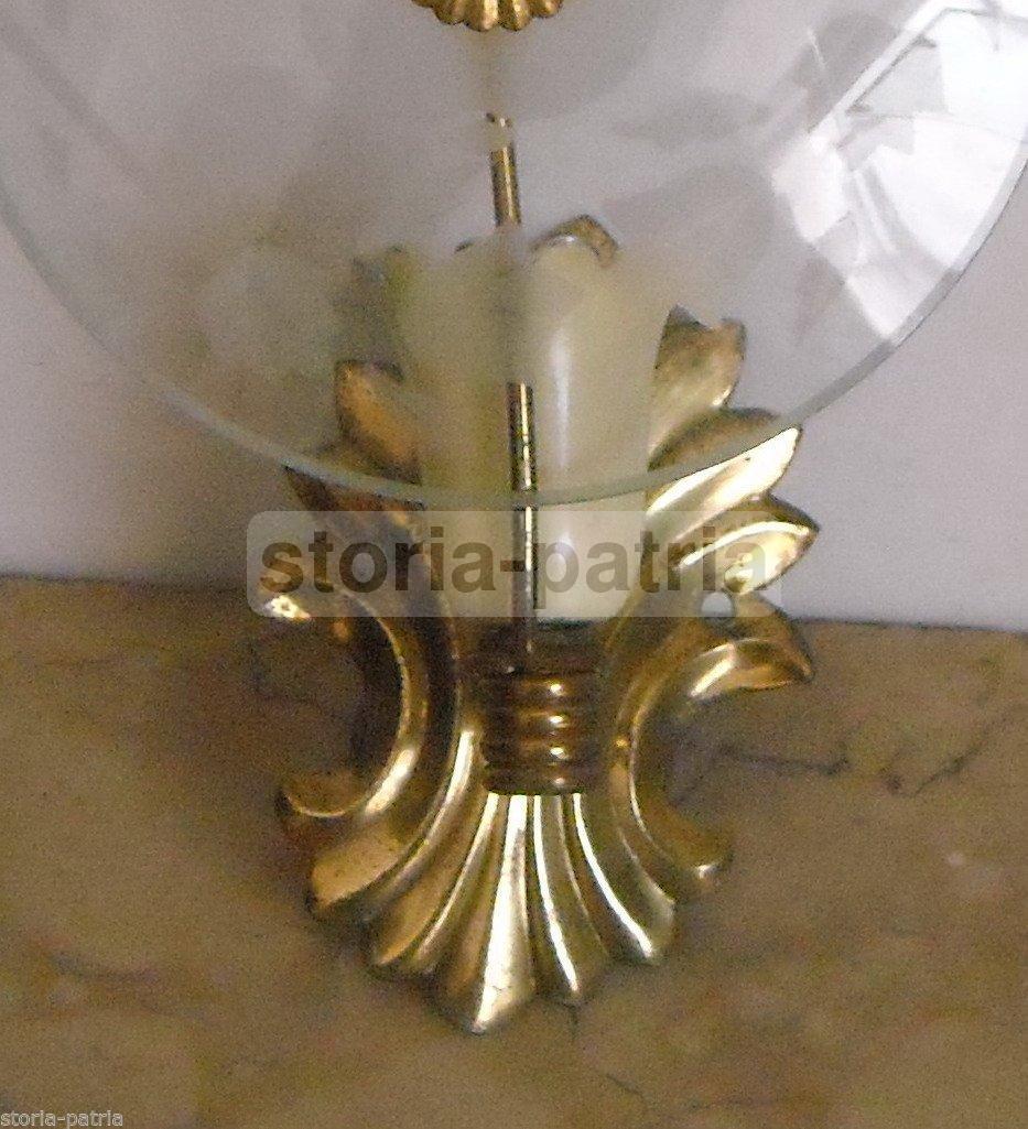 Applique Vintage Anni '50 Con Vetro Inciso E Ottone Dorato