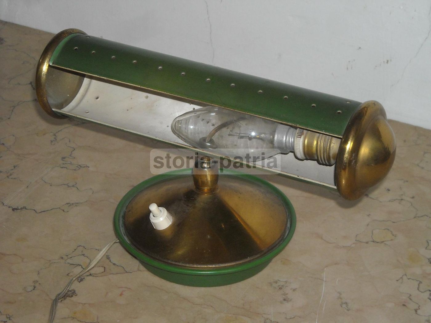Lampada Da Tavolo Vintage Anni '60 Design Italiano Metallo Verde