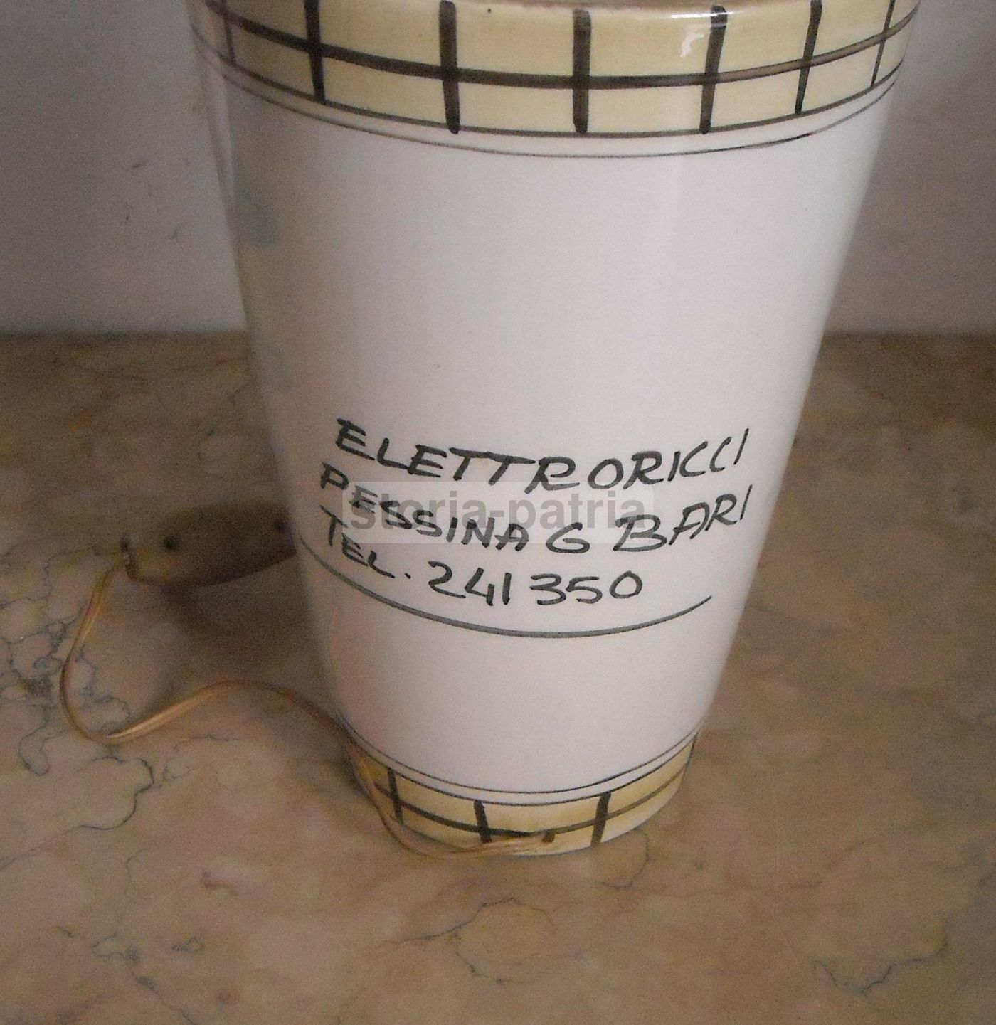 Lampada Ceramica Pubblicitaria Elettroricci Bari Anni 50 60