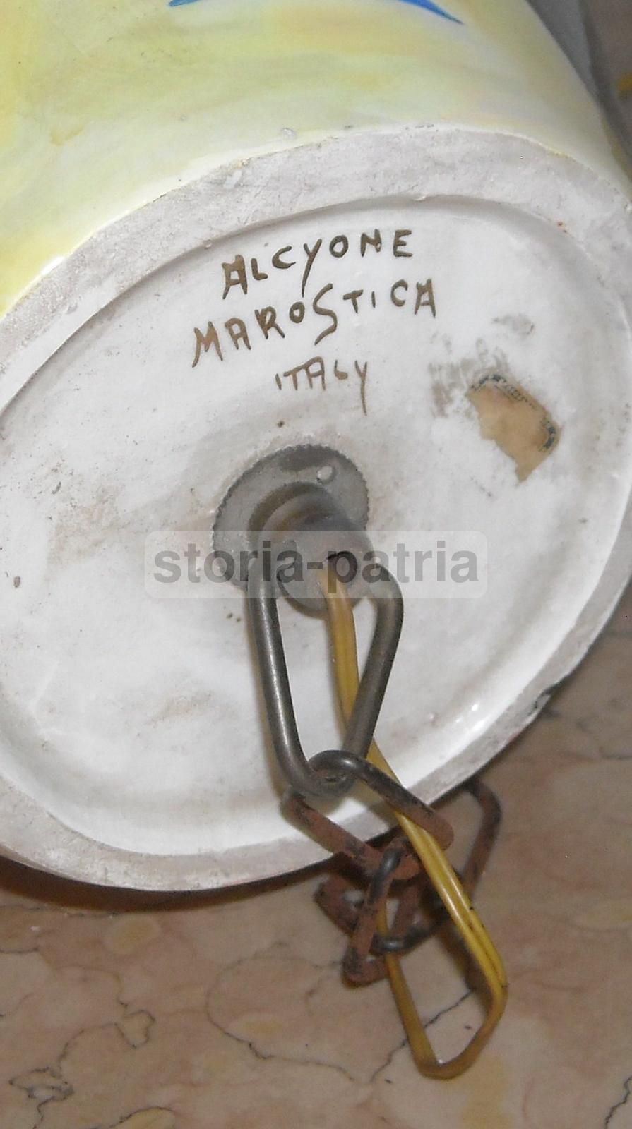 Lampadario Alcyone Marostica In Ceramica Policroma, Anni '50 '60