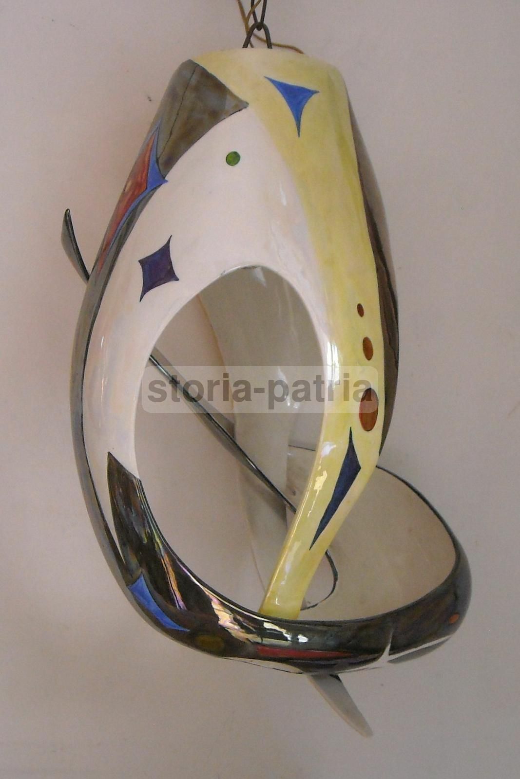 Lampadario Alcyone Marostica In Ceramica Policroma, Anni '50 '60